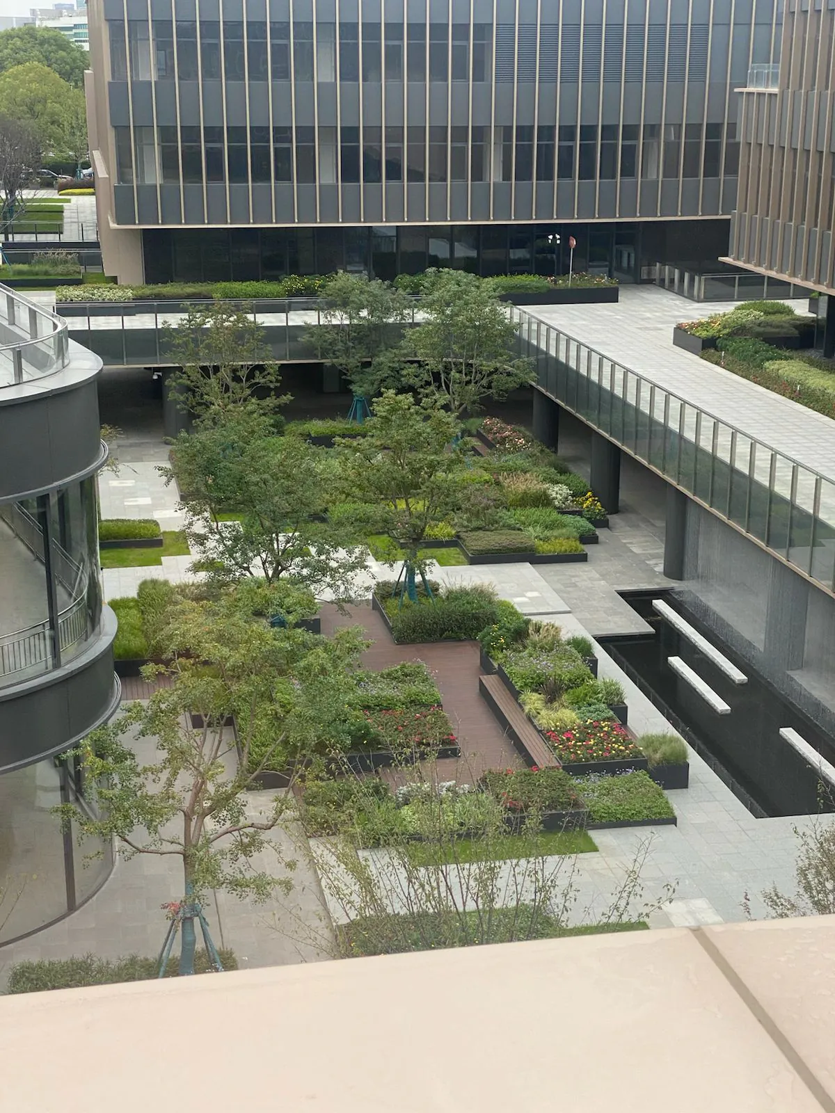 Garden at the centre of the Shanghai capstone building.